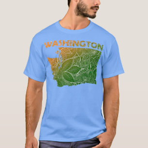 Camiseta Cartografia colorida da mandala de Washington com