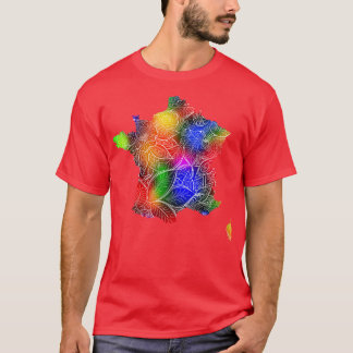 Camiseta Cartografia colorida da mandala em França com text