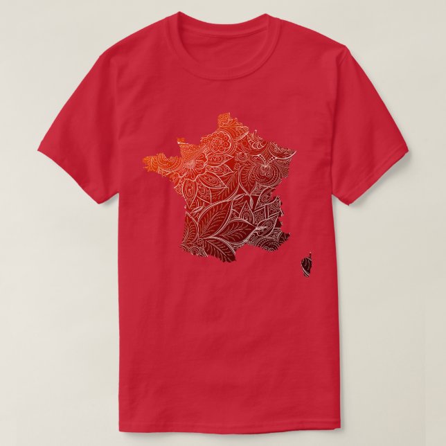 Camiseta Cartografia colorida da mandala em França com text (Frente do Design)