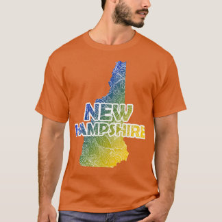Camiseta Cartografia colorida da mandala em New Hampshire c