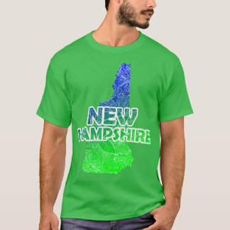 Camiseta Cartografia colorida da mandala em New Hampshire c