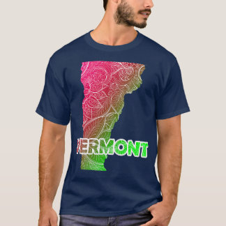 Camiseta Cartografia colorida da mandala em Vermont com tex