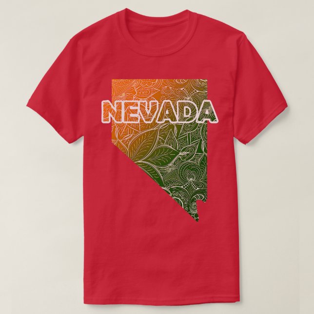 Camiseta Cartografia colorida de mandala de Nevada com text (Frente do Design)