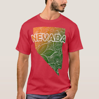 Camiseta Cartografia colorida de mandala de Nevada com text