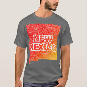 Camiseta Cartografia colorida de mandala do Novo México com