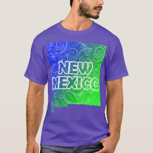 Camiseta Cartografia colorida de mandala do Novo México com