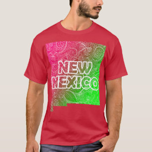 Camiseta Cartografia colorida de mandala do Novo México com