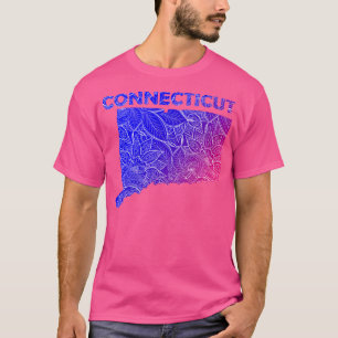 Camiseta Cartografia colorida de mandala em Connecticut com