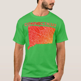 Camiseta Cartografia colorida de mandala em Connecticut com