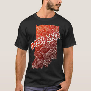 Camiseta Cartografia colorida de mandala em Indiana com tex