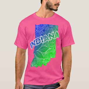 Camiseta Cartografia colorida de mandala em Indiana com tex