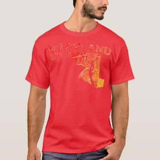 Camiseta Cartografia colorida de mandala em Maryland com te