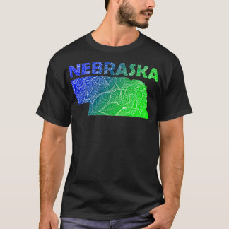 Camiseta Cartografia colorida de mandala em Nebraska com te