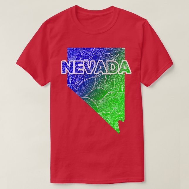 Camiseta Cartografia colorida de mandala em Nevada com text (Frente do Design)