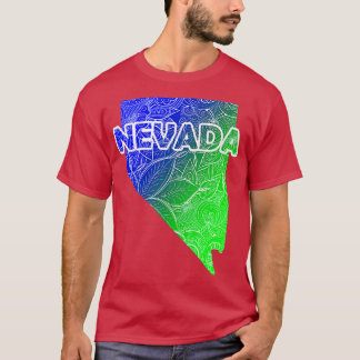 Camiseta Cartografia colorida de mandala em Nevada com text