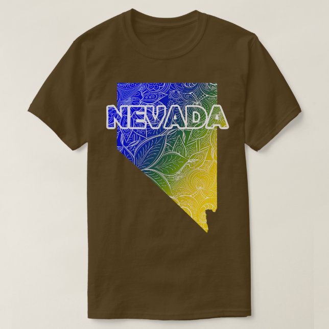 Camiseta Cartografia colorida de mandala em Nevada com text (Frente do Design)