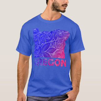 Camiseta Cartografia colorida de mandala em Oregon com text
