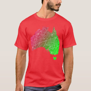 Camiseta Cartografia colorida de mandala na Austrália com t