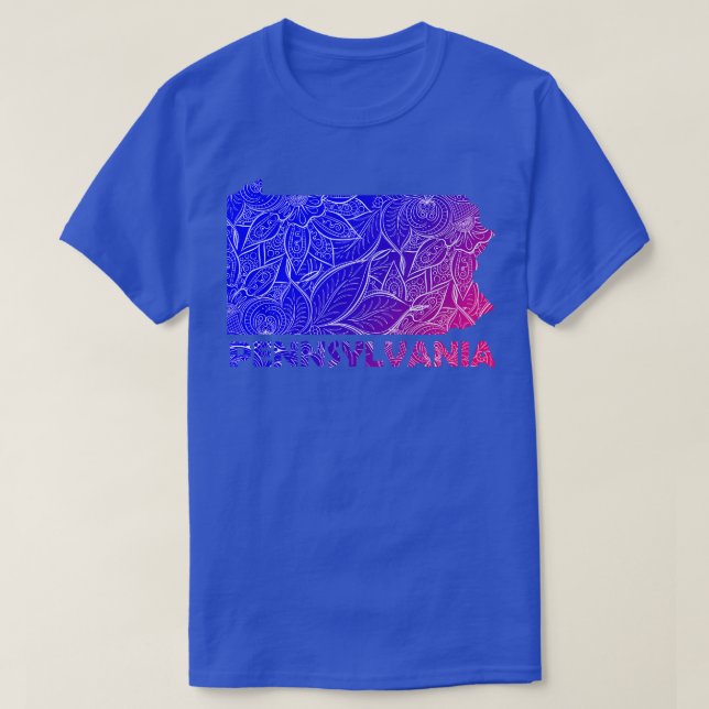 Camiseta Cartografia colorida de mandala na Pensilvânia com (Frente do Design)