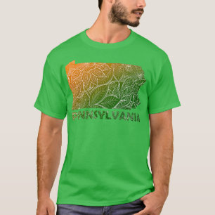 Camiseta Cartografia colorida de mandala na Pensilvânia com