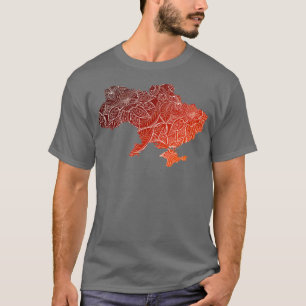 Camiseta Cartografia colorida de mandala na Ucrânia com tex