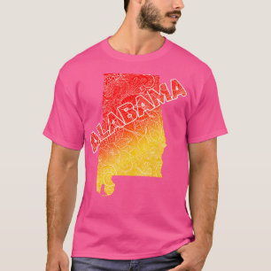 Camiseta Cartografia colorida de mandala no Alabama com tex