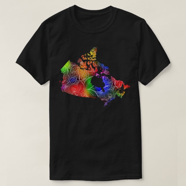 Camiseta Cartografia colorida de mandala no Canadá com text (Frente do Design)