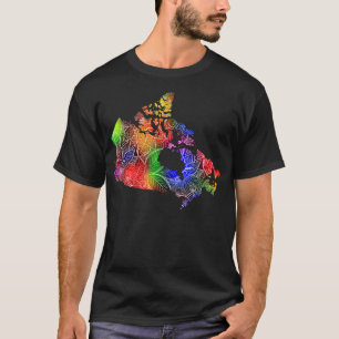 Camiseta Cartografia colorida de mandala no Canadá com text