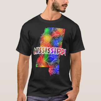 Camiseta Cartografia colorida de mandala no Mississippi com