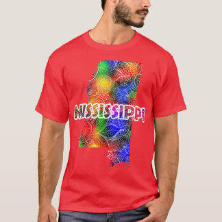 Camiseta Cartografia colorida de mandala no Mississippi com