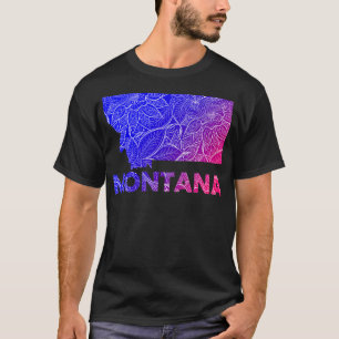 Camiseta Cartografia colorida de Montana com texto em b