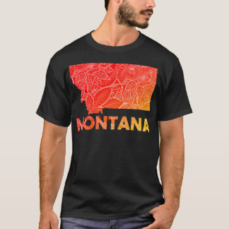Camiseta Cartografia colorida de Montana com texto em r