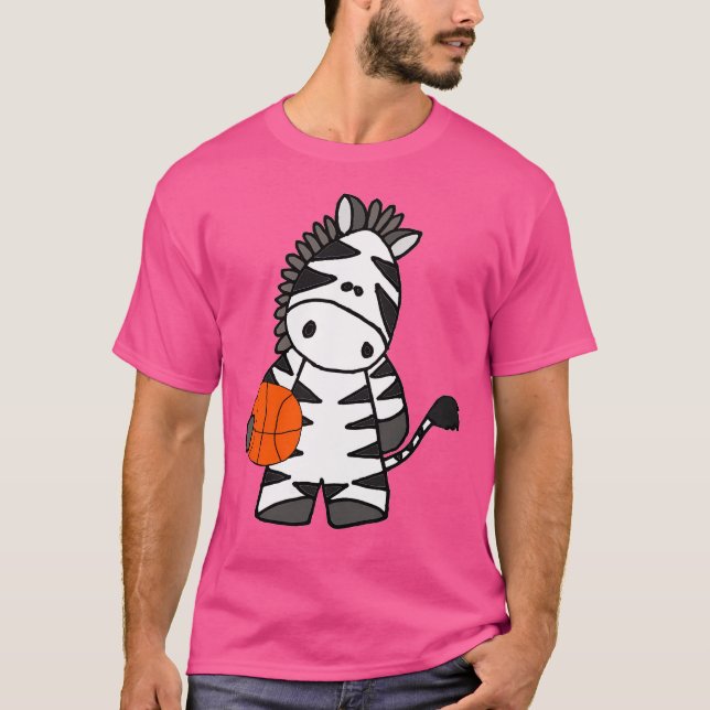 Camiseta Cartografia de Basquete Engraçado Zebra Jogando (Frente)