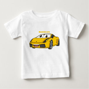 Camiseta Cartografia de carro esportivo amarelo e bonito