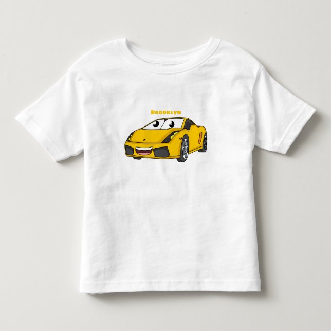 Camiseta Cartografia de carro esportivo amarelo e bonito (Frente)