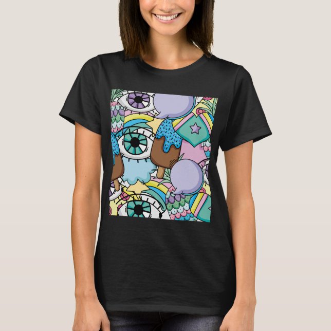 Camiseta Cartografia de fundo de pop Art (Frente)