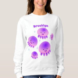 Camiseta Cartografia de medusa-púrpura-rosa-branca kawaii