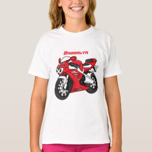 Camiseta Cartografia de motocicleta vermelha-branca
