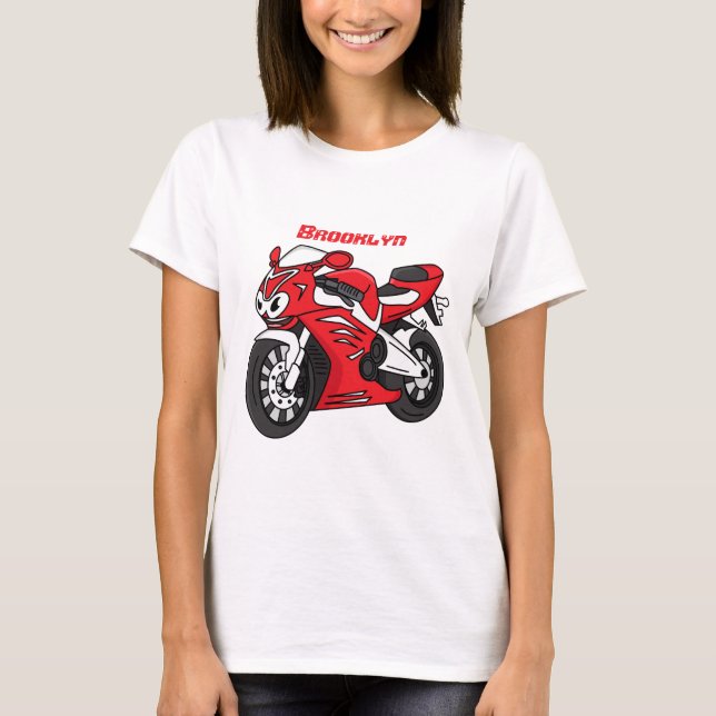 Camiseta Cartografia de motocicleta vermelha-branca (Frente)