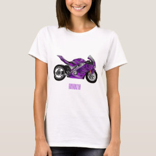 Camiseta Cartografia de motocicletas de esporte roxo