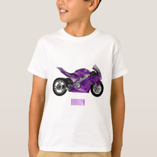 Camiseta Cartografia de motocicletas de esporte roxo
