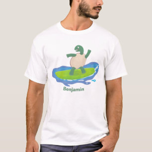 Camiseta Cartografia de surf de tartaruga engraçada