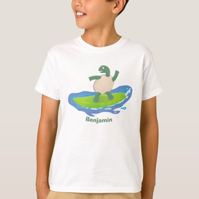 Camiseta Cartografia de surf de tartaruga engraçada (Frente)