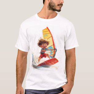 Camiseta Cartografia de surfando numa criança feliz