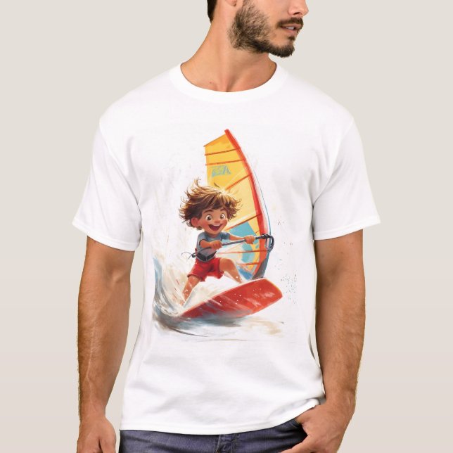 Camiseta Cartografia de surfando numa criança feliz (Frente)