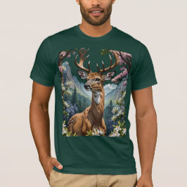 Camiseta Cartografia De Um Veado De Whitetail Circundado Po