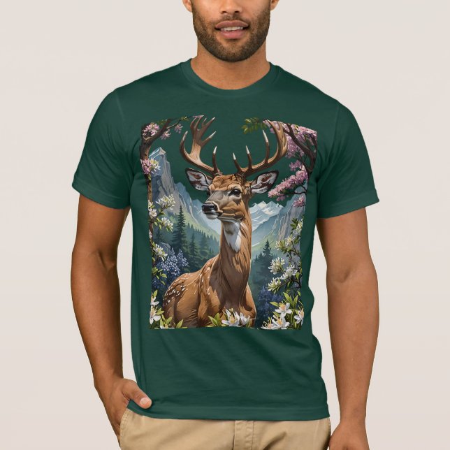 Camiseta Cartografia De Um Veado De Whitetail Circundado Po (Frente)