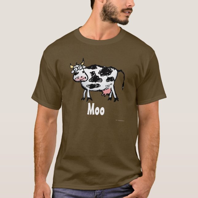 Camiseta Cartografia de Vaca Branca e Negra Engraçada (Frente)