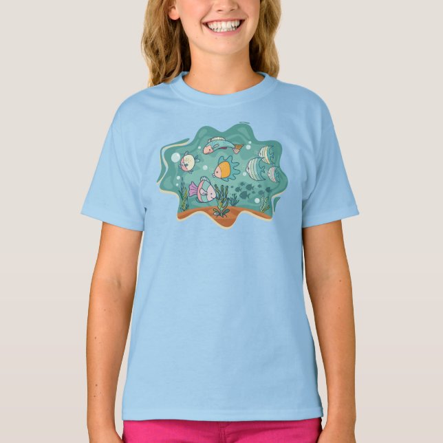 Camiseta Cartografia de vida do oceano subaquático (Frente)