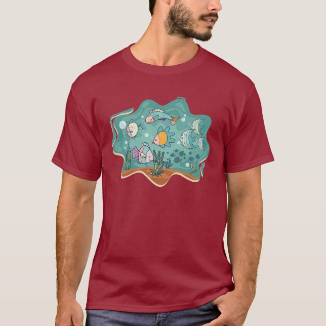 Camiseta Cartografia de vida do oceano subaquático (Frente)